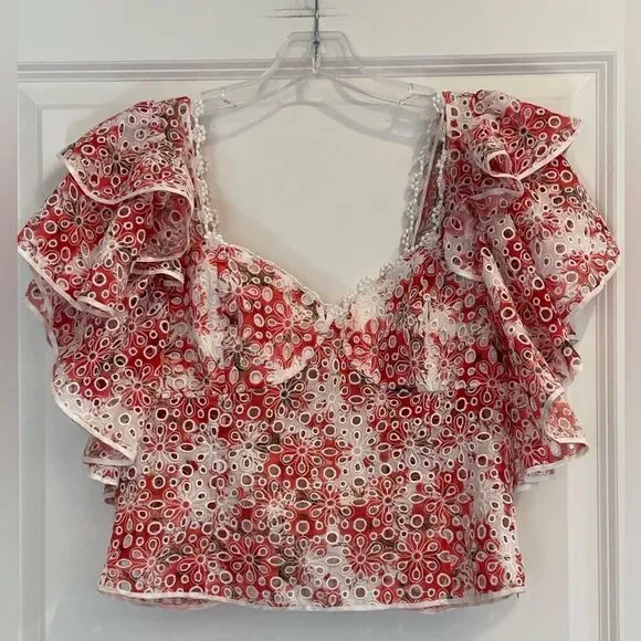 Charo Ruiz Red and White Floral Mini Dress - Picture 2 of 10